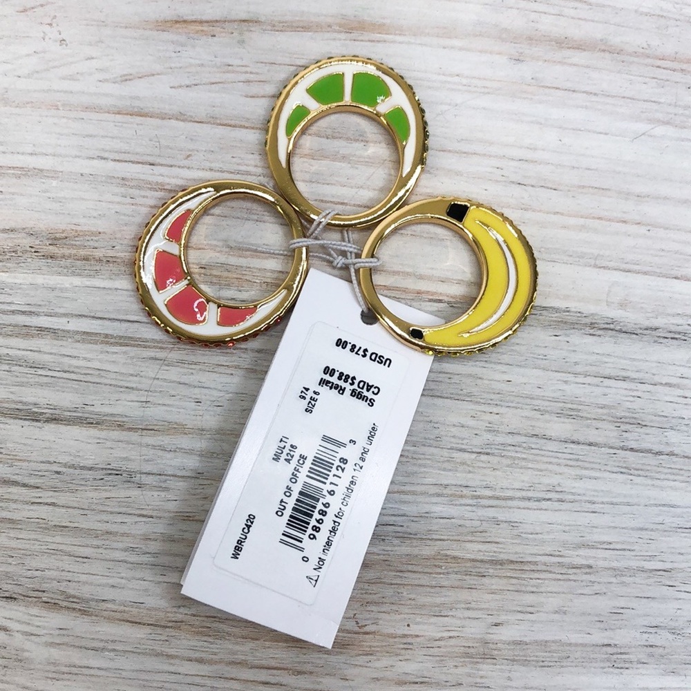Kate Spade Out of Office Fruit Ring Set NWT, Sz 6 - Picture 7 of 9